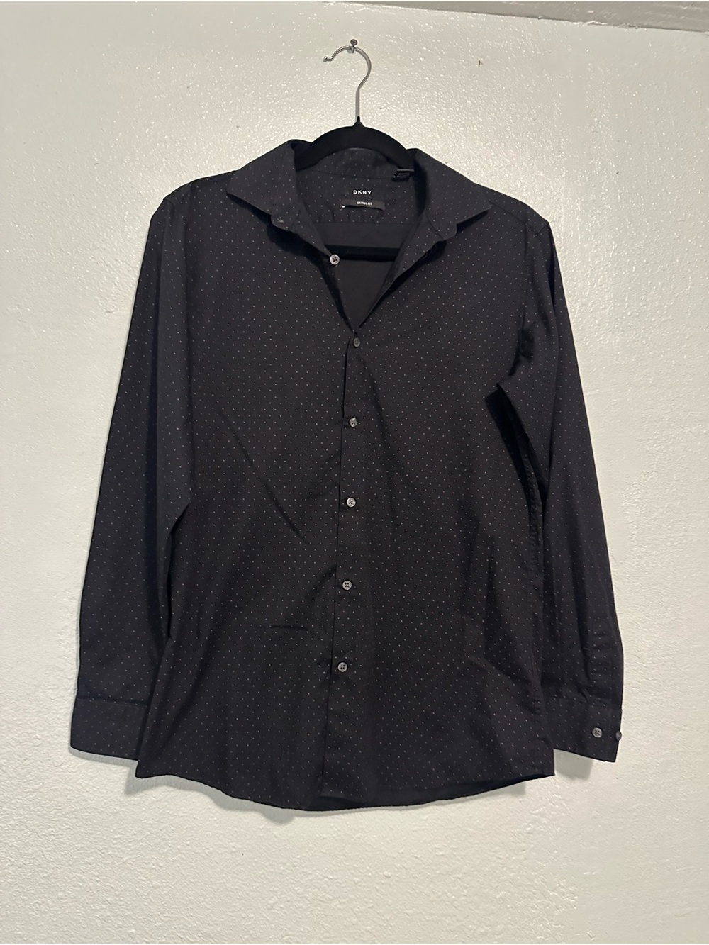 DKNY Big Boy Black Dotted Button-Up Shirt Size 20